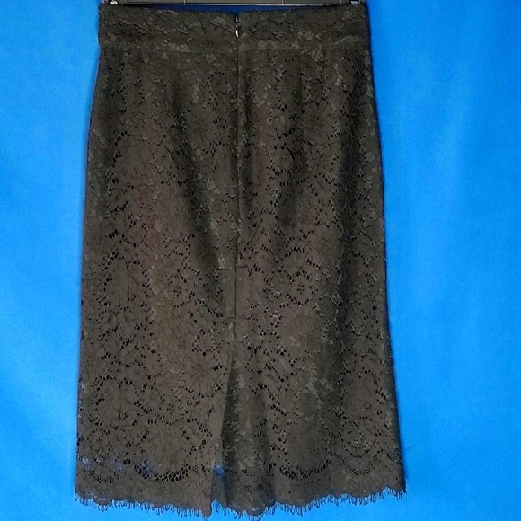 J. Crew Black Lace Pencil Skirt Featuring Intricate Lace Detailing Fully Lined - Picture 2 of 9